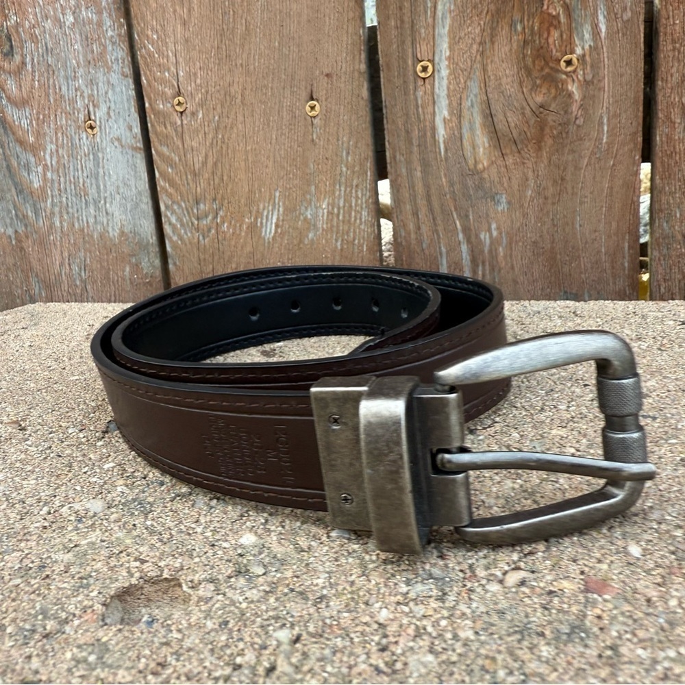 DICKIES Boys Black Brown Reversible Bonded Leather Belt Size 26-28